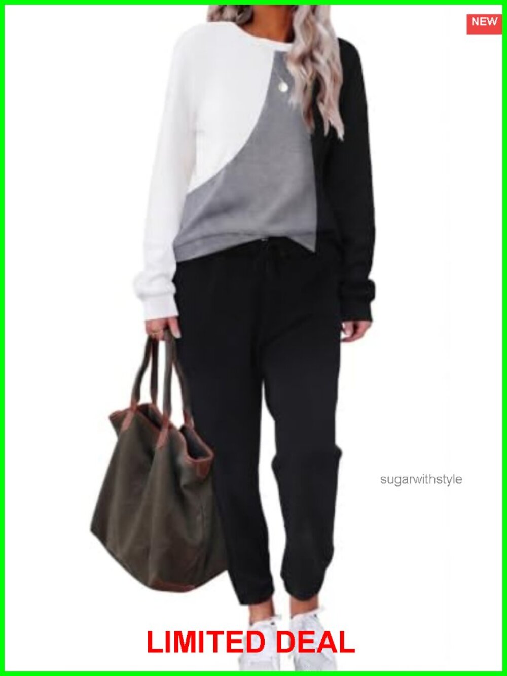 Women's Two Piece Lounge Set Long Sleeve Sweatsuit Jogger Set with Pockets
